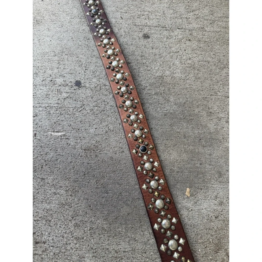 HTC Leather Belt Studded Brown Size 42 Rockabilly 40s 50s Vintage Style